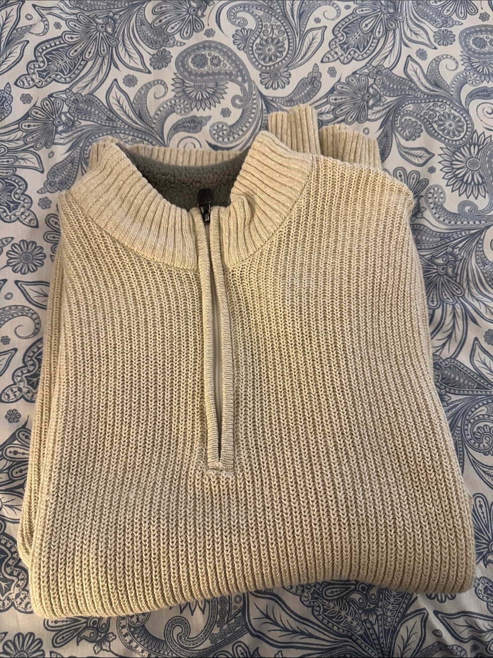 Izod Cream Quarter-Zip Knit Sweater